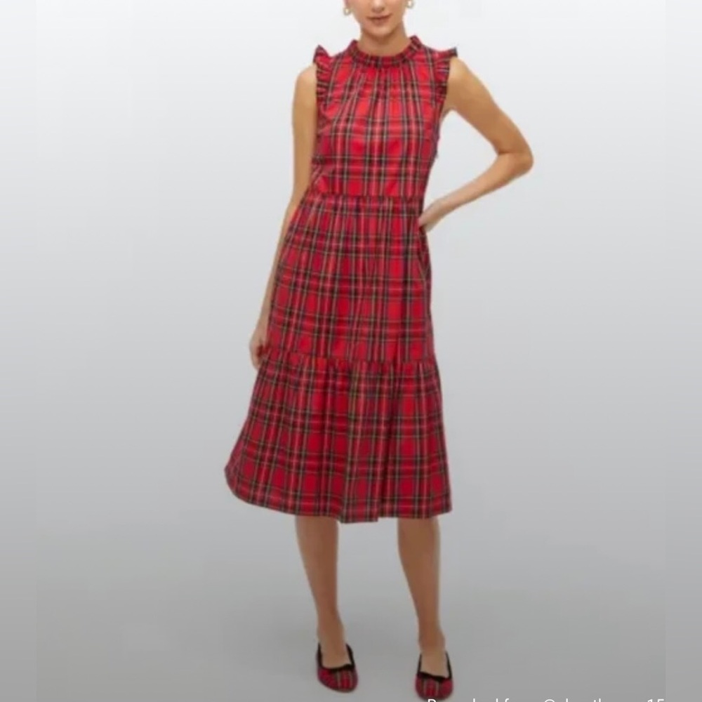 Lovely J. Crew Red Plaid Dress Size 4 Excellent Condition Festive